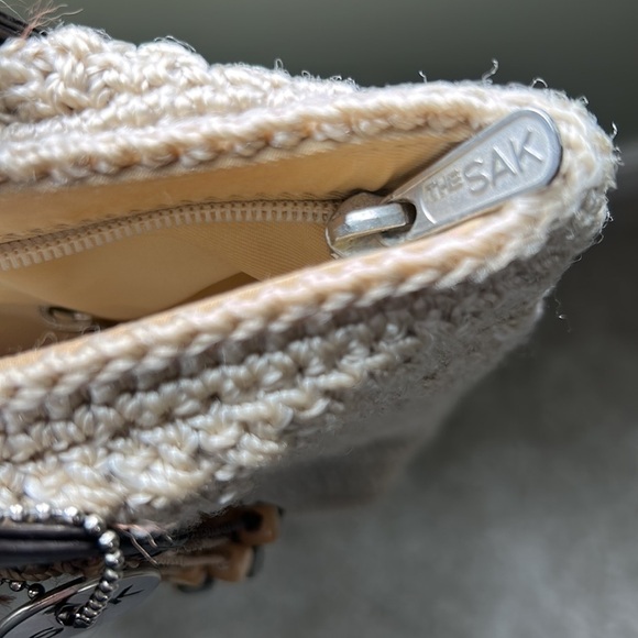 The Sak shoulder tote boho fringe wooden beads zip closure charm cleaned but….. - Picture 11 of 14